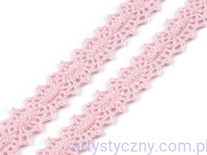 Koronka bawełniana klockowa 12 mm - 3 metry - różowy jasny