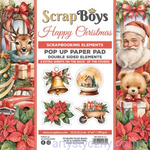 Zestaw papierów do scrapbookingu 15x15cm z elementami do wycięcia Pop-up - Happy Christmas - ScrapBoys (SB-HACH-11)