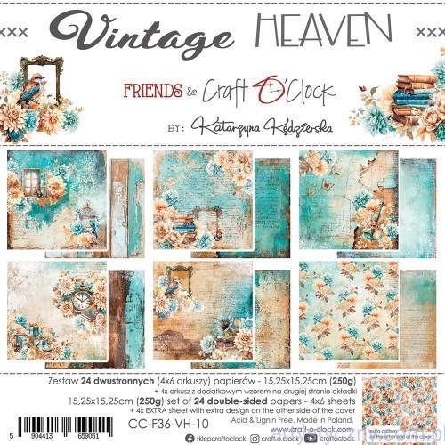 CC-F36-VH-10-Zestaw papierów do scrapbookingu Craft o-Clock - Vintage Heaven - 15x15cm
