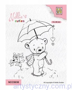 Stempel Akrylowy Nellie's Choice - Christmas umbrella NCCS038 Miś z parasolem