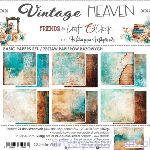 Zestaw papierów do scrapbookingu Craft o'Clock - BASIC Vintage Heaven - 6ark - 20x20cm