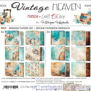 Zestaw papierów do scrapbookingu Craft o'Clock - MIX Vintage Heaven - 12ark - 20x20cm