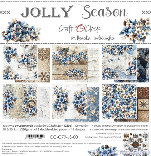 Zestaw papierów do scrapbookingu Craft o'Clock - Jolly Season - 30x30cm CC-C79-JS-00-CC-C79-JS-00