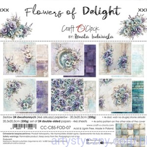Zestaw papierów do scrapbookingu Craft o'Clock - Flowers of Delight - 20x20cm - 6ark