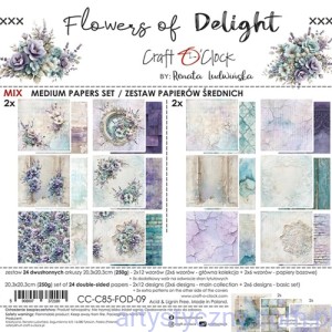 Zestaw papierów do scrapbookingu Craft o'Clock - Flowers of Delight - 20x20cm - 12ark - połowa
