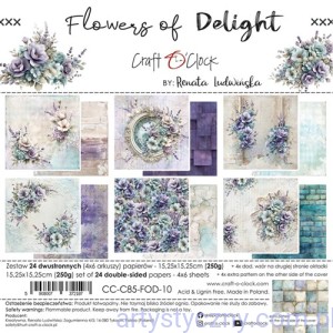 Zestaw papierów do scrapbookingu Craft o'Clock - Flowers Of Delight - 15x15cm
