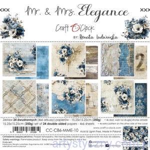 Zestaw papierów do scrapbookingu Craft o'Clock - Mr and Mrs Elegance - 15x15cm