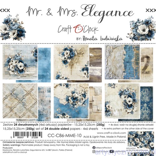 Zestaw papierów do scrapbookingu Craft o'Clock - Mr and Mrs Elegance - 15x15cm-CC-C86-MME-10