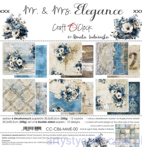 Zestaw papierów do scrapbookingu Craft o'Clock - Mr And Mrs Elegance - 30x30cm