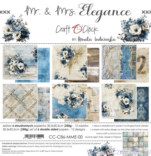 CC-C86-MME-00-Zestaw papierów do scrapbookingu Craft o'Clock - Mr And Mrs Elegance - 30x30cm