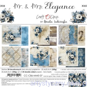 Zestaw papierów do scrapbookingu Craft o'Clock - Mr and Mrs Elegance- 20x20cm - 6ark