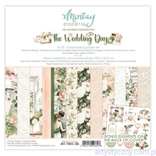 papier-scrapbook-Mintay-Papers---wedding-day-zestaw-8x8.jpg Zestaw papierów do scrapbookingu Mintay - The Wedding Day - 20x20cm MT-TWD-08