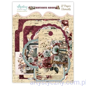 Mintay die cuts - Antique Shop - wycięte elementy - 27 sztuk - Koperty i tagi