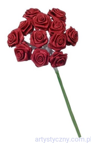 Satynowe Bordowe Różyczki 12szt - Dior Rose Dark Red