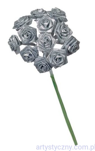 Satynowe Srebrne różyczki 12szt - Dior Rose Silver