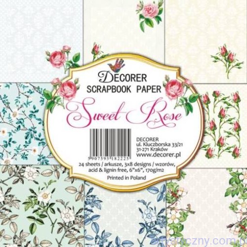 Papiery do Scrapbookingu 15x15cm, Sweet Rose 8 ark