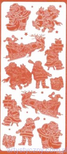 Naklejki Świąteczne - Czerwone Mikołaje Sanie i Prezenty 1754