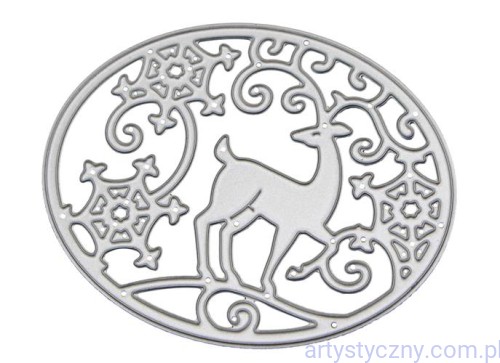 Wykrojnik Owalna Ramka Topper Renifer Śnieżynki