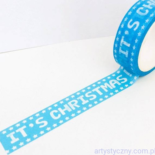 Washi Tape Modern - It's Christmas - Niebieska - Papierowa Tasiemka