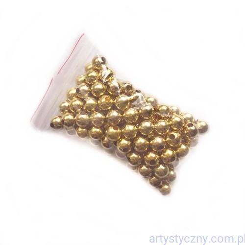 Perły Perełki Koraliki Kulki 6mm - Złote - 100 sztuk