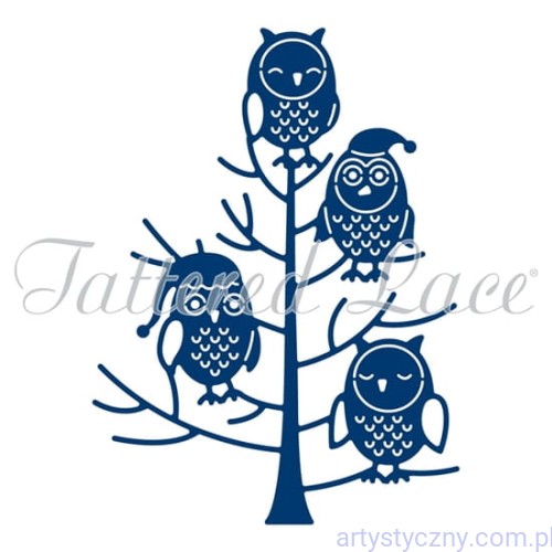 Wykrojnik Tattered Lace - Owl Tree - Sowy na drzewie D0952/D