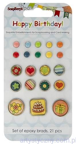 Ćwieki Ozdobne Happy Birthday 21 szt na urodziny