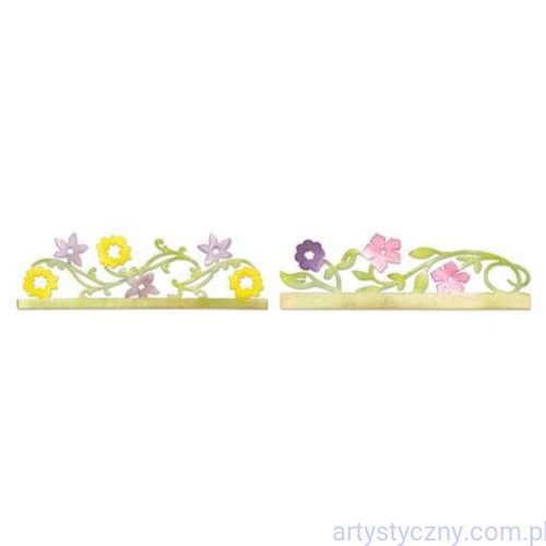 Wykrojnik - Sizzix Sizzlits Card Edges, Flower Vine - Spring Greenery - Kwiaty - SIZ-658073