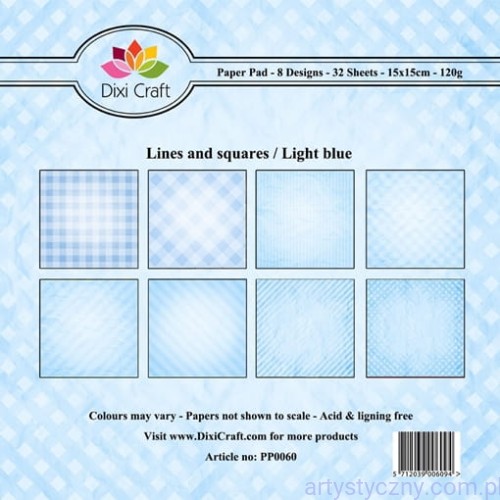 Papiery Dixi Craft - 15x15cm Lines and Squares/Blue PP0060