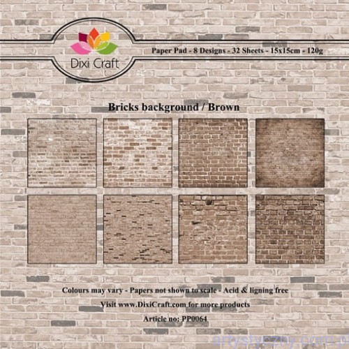 Papiery Dixi Craft - 15x15cm Bricks Background/Brown PP0064