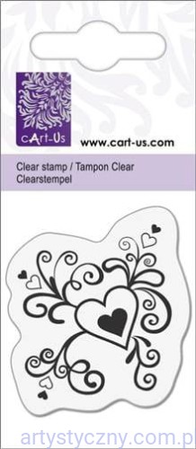 Stempel akrylowy, Heart with Swirls, Serce Pnącza