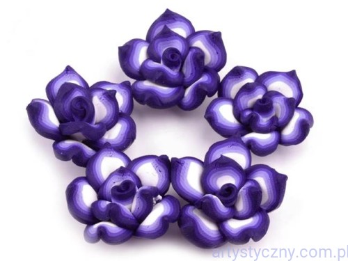 Koraliki KWIATKI FIMO 25mm - Granatowe - 10 szt