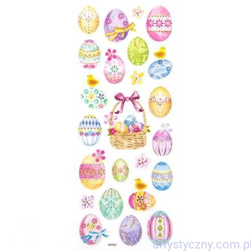 Naklejki Brokatowe 24sz Kolorowe Jajka Pisanki 093