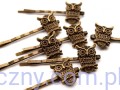 Metalowe Sówki Wsuwki - Stary Mosiądz - 2 szt - Sowy