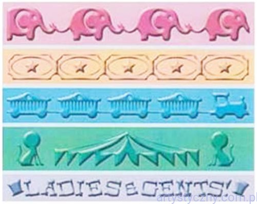 Foldery Cuttlebug  - Motywy Cyrkowe Słonie 5 sztuk