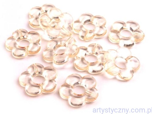 Waniliowe Akrylowe Koraliki Kwiatki- 10 sztuk