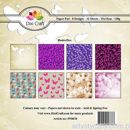 Zestaw papierów do scrapbookingu Dixi Craft - 15x15cm Butterflies PP0078