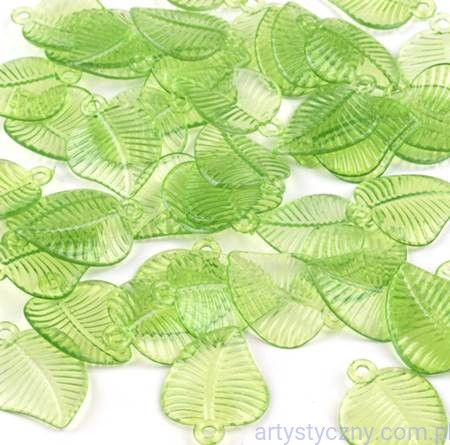 Koraliki Akrylowe Zawieszki - Zielone Listki Liście - 20szt