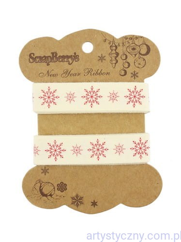 Tasiemka Wstążka Bawełniana Snowflakes - 2 metry - Śnieżynki