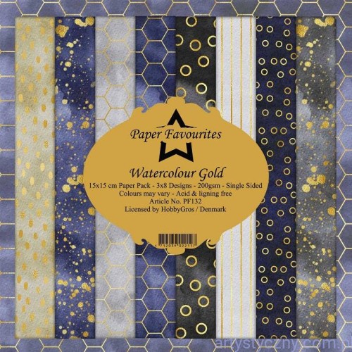 Papiery Dixi Craft 15x15cm Watercolour Gold PF132