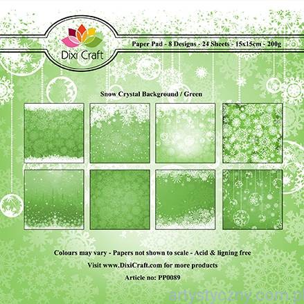 Papiery Dixi Craft - 15x15cm Snow Crystal Green PP0089