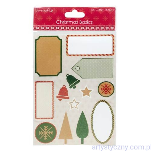Naklejki Brokatowe - Dovecraft Christmas Basics A5 Glitter Stickers