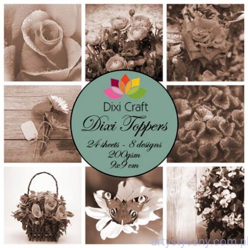 Zestaw papierów Dixi Toppers 9x9cm - 24ark - Kwiaty ET0228