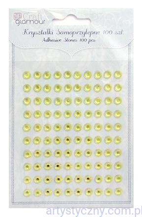 Kryształki Cyrkonie Samoprzylepne 6mm, 100szt Żółte LIME