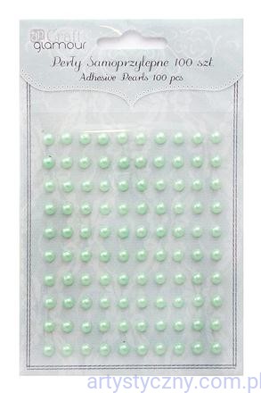 Perły Półperełki Samoprzylepne 5mm, 100 szt, Miętowe, Mint