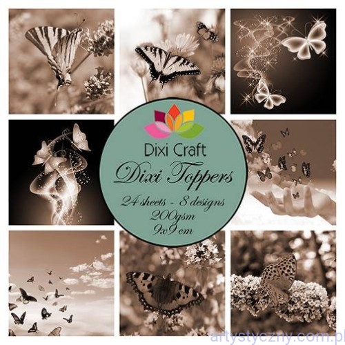 Papiery Dixi Toppers 9x9cm, 24ark, Motyle ET0298