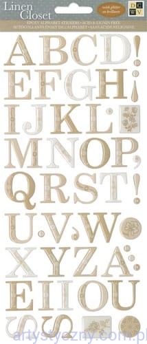 DCWV Epoxy Alphabet Stickers - Naklejki Epoksydowe - Linen Closet - ALFABET