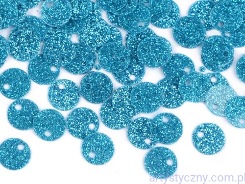 Cekiny gładkie 7mm Niebieskie z brokatem 1800 szt