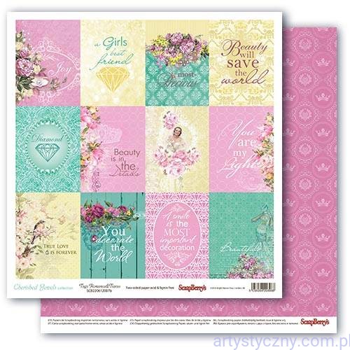 Papier do scrapbookingu - Cherished Jewel - Tags Romance and Tiaras - 30x30cm