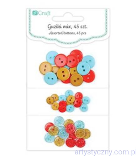 Guziki Kolorowe Mix - 45szt - Bliss