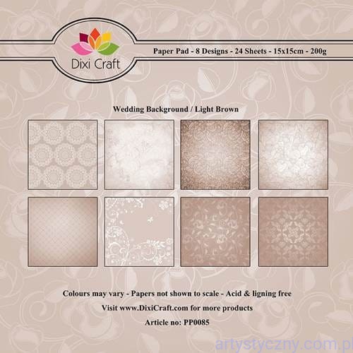Papiery Dixi Craft - 15x15cm Wedding Background Brown PP0085